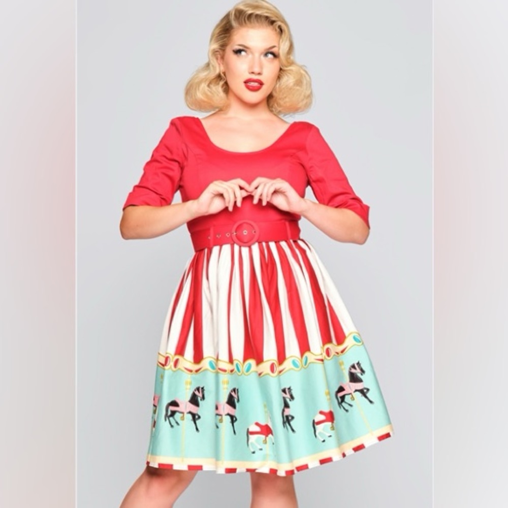 Collectif June Carousel Border Swing Dress
